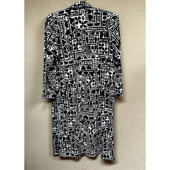 Tori Richard Womens Midi Shirt Dress Small Half Button Front Black White Print - Picture 2 of 9